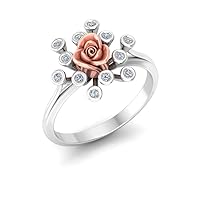 Prong Ring Flower Ring For Women And Girls In 18k Solid Gold Ring Diamond Size 1.3 MM Diamond Weight 0.11892 CTW Gold Weight 5.09 GM Diamond Piece 12