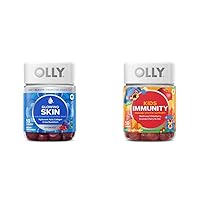 OLLY Glowing Skin (50 Count) & Kids Immunity Gummy (50 Count) - Hyaluronic Acid, Collagen, Elderberry, Vitamin C, Zinc