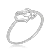 10K Gold Double Heart Ring with Simulated Diamond CZ