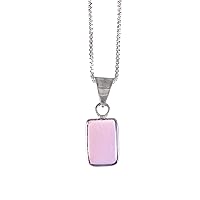 925 Sterling Silver Plated Square Rainbow Opalite Pendant Necklace Jewelry