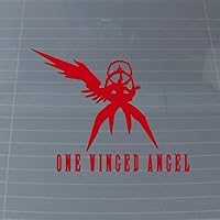Final Low Poly One Wing Angel Fantasy Gaming RPG Vinyl Decal (Real Red)