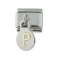 Sabrina Silver Stainless Steel 18k Gold Hanging Italian Charm Initial Letters A To Z for Italian Charm Bracelets