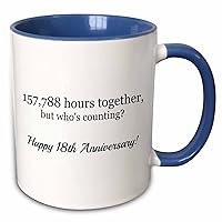 3dRose Happy 18Th Anniversary-157788 Hours Together Mug, 11 oz, Blue,mug_224663_6