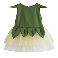 Girls Length Dress Girls Double Tulle Princess Dress Leaf Theme Outfits Girl in Dress