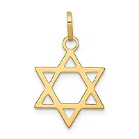 14k Yellow Gold Solid Polished Religious Judaica Star of David Pendant Necklace Measures 14x13mm Jewelry for Women