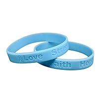 10 Light Blue Prostate Cancer Awareness Bracelets - 100% Medical Grade Silicone - Latex and Toxin Free - 10 Bracelets - Show Your Support For Prostate Cancer Awareness