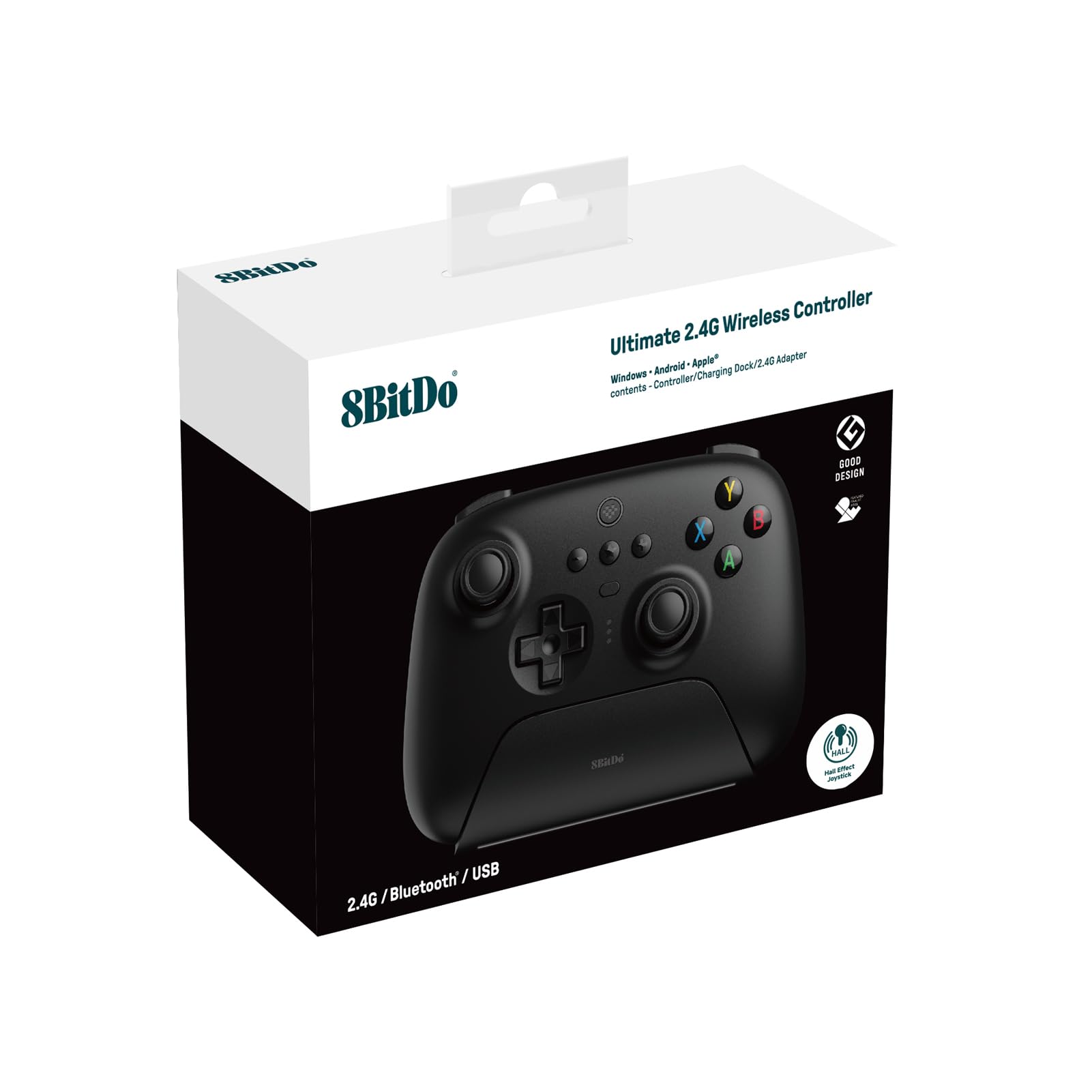 8Bitdo Ultimate 2.4G Wireless Controller, Hall Effect Joystick Update, Gaming Controller with Charging Dock for PC, Android, Steam Deck & Apple (Black)