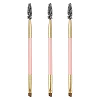 Eyebrow Brush - Set of 3 Spoolie and Angled Eye Brow Brush Apply for Brow Powders Waxes Gels and Blends (Multi-colored)