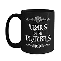 Dungeons and Dragons Mug for Boyfriend Dungeon Master Gift for Men Tears of My Players Black Tea Cup Funny Gift for D&D Dnd DM Fan Gift for Women