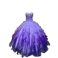 Sweetheart Ombre from Lavender to Purple Ball Gown Quinceanera Prom Dresses with Ruffles 2024 Tulle