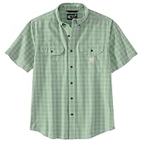 Carhartt Men's 105702 Loose Fit Midweight Short-Sleeve Plaid Shirt - X-Large - Jade