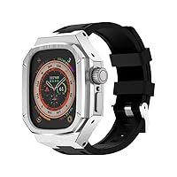 Luxury Metal Case 49mm Modification Kit，For Apple Watch Ultra 49MM Stainless Steel Case Cover for IWatch 49mm Mod Silicone Strap