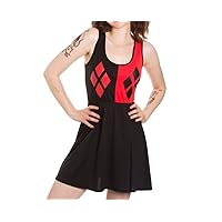 DC Comics Womens Harley Quinn A Line Scoop Neck Vest Dress Black