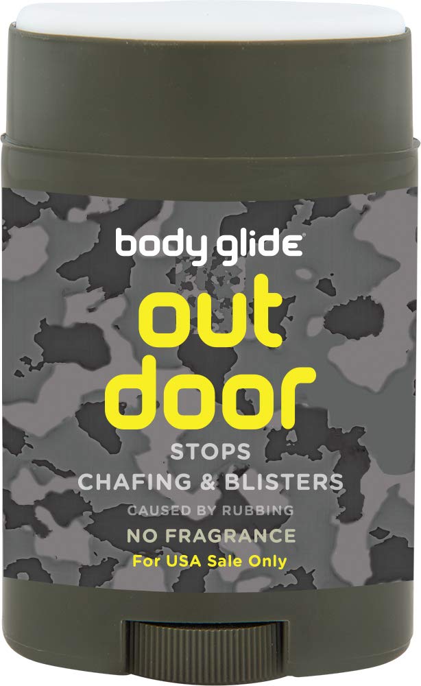Body Glide Outdoor Anti Chafe Balm. Fragrance free anti chafing stick trusted in basic training, endurance sports and everyday life. Use on neck, shoulders, chest, arms, butt, groin, thighs & feet