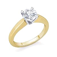 Gems and Jewels 1 Ct White Cubic Zirconia 14K Yellow Gold Plated Engagement Solitaire Ring for Women