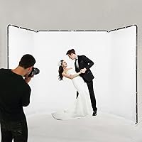 7.87ft x 13.12ft White Screen Backdrop with Stand, Portable Large Wrinkle-Resistant Collapsible Photography Background for Photo Studio Video Shooting, Portrait Product Headshot Photography