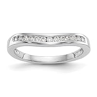 14k White Gold Channel set 1/5 Carat Diamond Contoured Wedding Band Size 7.00 Jewelry Gifts for Women