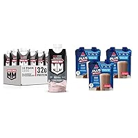Muscle Milk Pro Advanced Nutrition Protein Shake Slammin' Strawberry 12 Pack + Atkins Creamy Milk Chocolate Protein Shake 30g Protein 12 Count