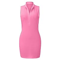 Women's Casual Sexy Dress Zipper Tight Plus Size Solid Color Simple Dress V Neck Sleeveless Bodycon Summer Mini Dresses