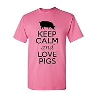 Keep Calm and Love Pigs Adult Animal T-Shirt