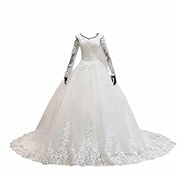 Jessica-Stuff Beautiful Full Stitched Christian Wedding Train Gown with Sleeve for Bride Dress (16982)