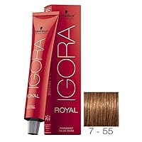 Professional Igora Royal Hair Color, 7-55, Medium Blonde Gold Extra, 60 Gram