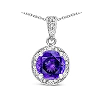 Solid 14k White Gold Round 7mm Classic Halo Pendant Necklace
