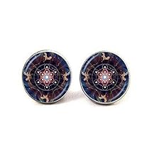 Metatron Cube Earrings Sacred Geometry Flower Art Charm Jewelry Friend Gift