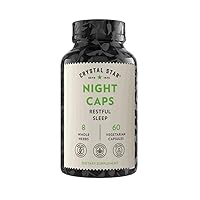 Crystal Star Night Caps Natural Sleep Aid Supplement (60 Capsules) – Herbal Non-Habit Forming – Valerian Root, Kava & Passion Flower – Non-GMO