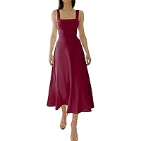 Dresses for Women Camisole Dress Strappy Slash Neck Beach Dress