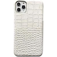 White Crocodile Pattern Back Phone Cover, Shockproof Breathable Leather Case for Apple iPhone 11 Pro Max [Screen & Camera Protection]