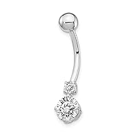 Real 10k Gold Simulated Diamond Double Belly Ring Dangle - Belly Button Piercing for Women - Real Gold Belly Button Rings – Hypoallergenic