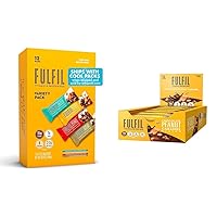 FULFIL Vitamin & Protein Best Sellers Variety Pack with Chocolate Peanut Caramel Bars, 15g Protein, 8 Vitamins, 12 Count