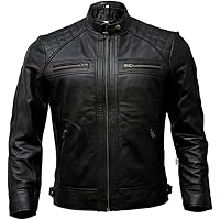 Motorcycle Genuine Leather Jacket for Men - brown Lightweight Waterproof Vintage Winter Jacket