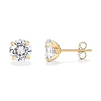 PAVOI 14K Yellow Gold Solid Moissanite Stone Stud Earrings for Women | Dainty Solid Gold Stud Earrings