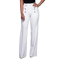 LKOUS Women's Stretchy High Waisted Wide Leg Pants Business Work Leggings for Office