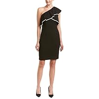 Adrianna Papell Women's Knit Crepe One Shoulder Flounce Dress