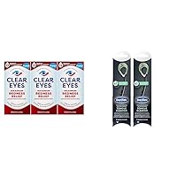 Clear Eyes Redness Relief Eye Drops Pack of 3 & DenTek Tongue Cleaner Fresh Mint Removes Bad Breath 2 Pack