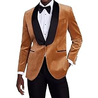 Men's Velvet Blazer Shawl Lapel Velour Suit Jacket One Button Tuxedo Jackets for Wedding Prom Party Dinner