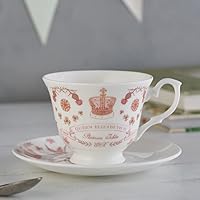 Queen Elizabeth Tea Cup and Saucer Set for 1 | Tea Cup with Saucer | Tea Sets for Adults & Tea Set for One | Coffee Cup and Saucer Set | Queen Elizabeth Jubilee Cups and Saucers