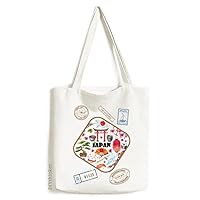 Japan Cute Japanese Style Watercolor Stamp Shopping Ecofriendly Storage Canvas Tote Bag