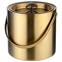 Ice Bucket Insulated with Sealed Lid and Tongs, Large 2/3 Liter Stainless Steel with Modern Tongs Storage for Parties (Silver 3L) (Gold 3L)