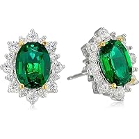 ANGEL SALES 2.10 Ct Oval Cut CZ Multi Colors Gemstone Solitaire Gorgeous Stud Earrings For Girls & Women's 14K White Gold Finish