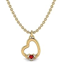 Created Heart Cut Ruby Gemstone 925 Sterling Silver 14K Gold Finish Heart Shape Claddagh Pendant Necklace for Women's & Girl's