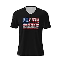 Juneteenth Freedom Day Flag T-Shirts Men Casual Football Jersey V-Neck Short Sleeve T-Shirts