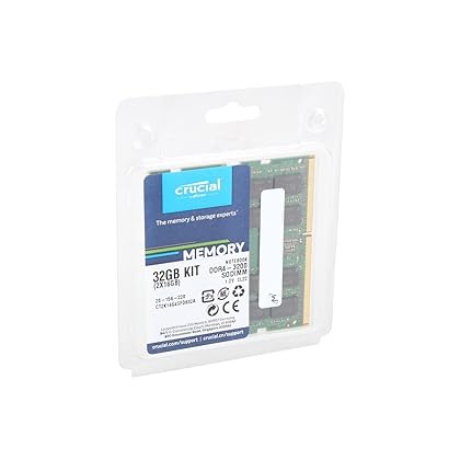 Crucial RAM 32GB Kit (2x16GB) DDR4 3200MHz CL22 (or 2933MHz or 2666MHz) Laptop Memory CT2K16G4SFRA32A