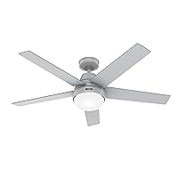 Hunter Fan Company, 52614, 52 inch WiFi Aerodyne Dove Grey Smart Ceiling Fan with LED Light Kit and Handheld Remote