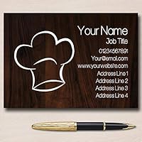 Dark Wood Chef Hat Personalized Business Cards