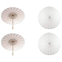 Koyal Wholesale 32-Inch Light Grey Paper Parasol In Bulk 48-Pack Oriental Umbrella for Wedding, Party Favors, Summer