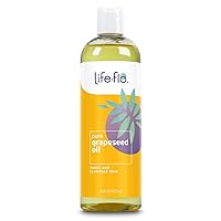 Life-flo Pure Grapeseed Oil, Cold Pressed, Lightweight Body Oil for Skin Care, Massage and Aromatherapy, Nourishes, Tones and Clarifies, All Skin Types, Won't Clog Pores, Not Tested on Animals, 16oz Life-flo Pure Grapeseed Oil, Cold Pressed, Lightweight Body Oil for Skin Care, Massage and Aromatherapy, Nourishes, Tones and Clarifies, All Skin Types, Won't Clog Pores, Not Tested on Animals, 16oz